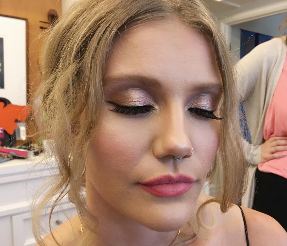 Slight classy glimmer and some natural faux lashes